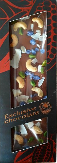 Mléčná kešu,pistacie,fialka,kokos 130g