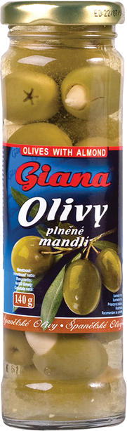Zelené olivy s mandlí 140g sklo