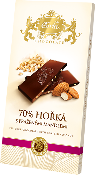 Čokoláda HOŘKÁ MANDLE 70% 80g