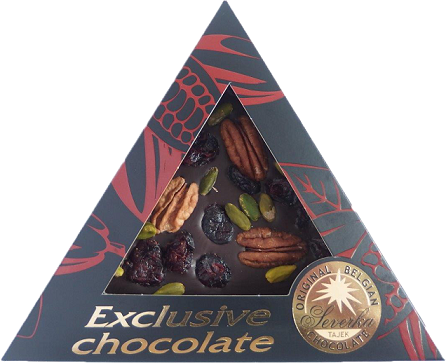 Mléčná s pek.ořechy, pistácie a brusinky 55g